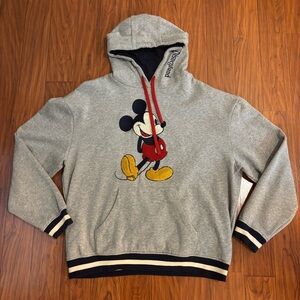 Disney Hoodie Classic Mickey Mouse Disneyland Embroidery Mens Large Gray